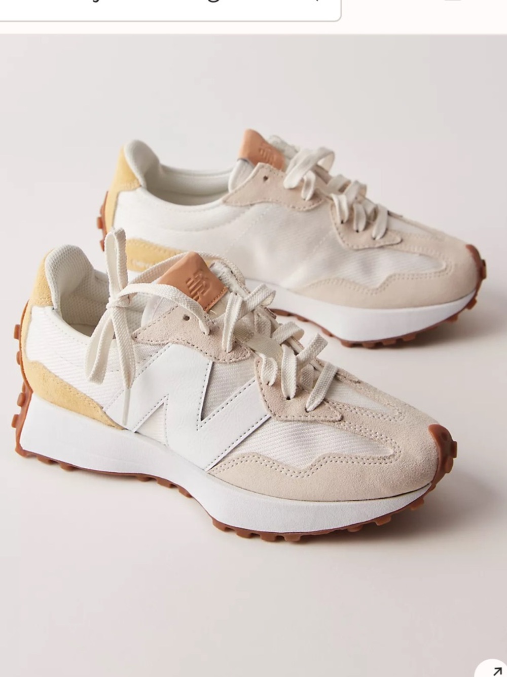 NIB New Balance Women's 327 White Beige & Yellow Linen Hay Size 9 Men’s 7.5